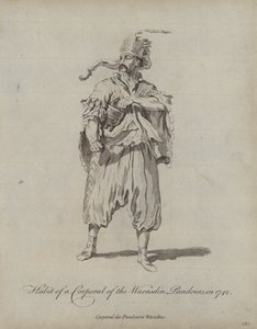 Kostuum van een korporaal van de Warasdin Pandours in 1742 door English School